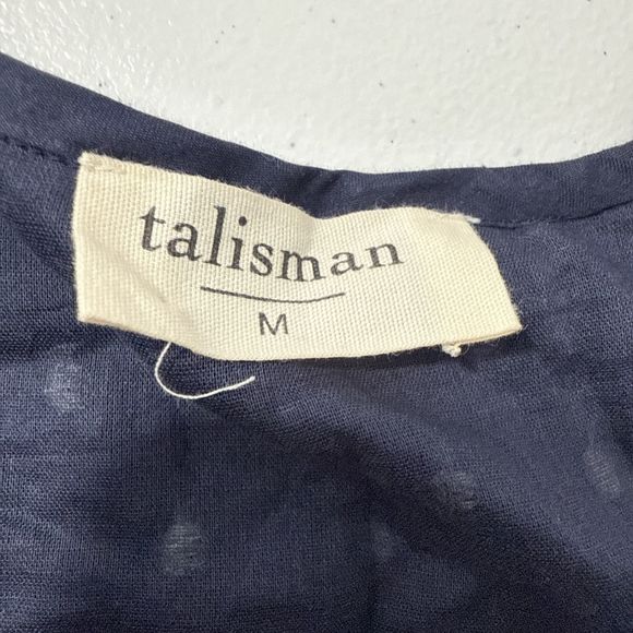 Talisman Dress Womens Medium Empire Waist V‎ Neck Lantern sleeves Pleasted Beach - Picture 10 of 13